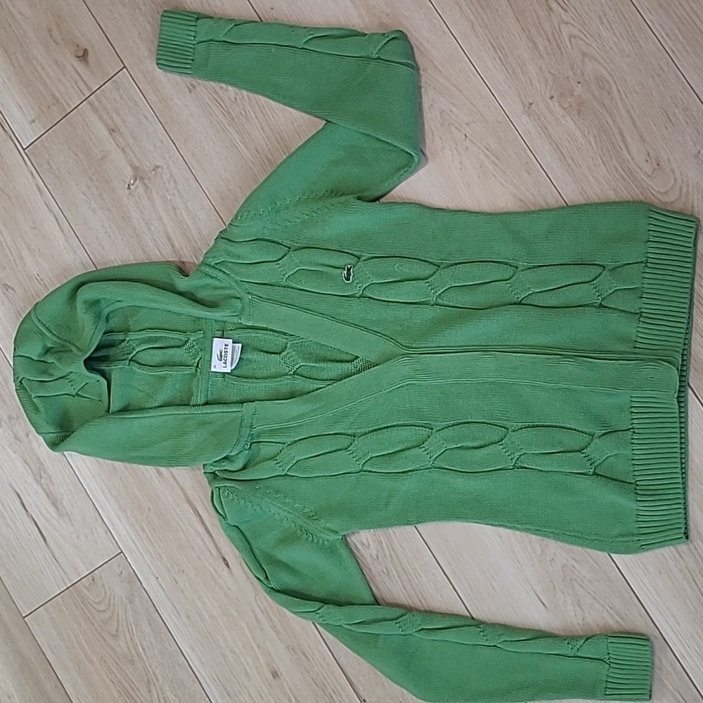 Lacoste Green Cable Knit Women's Sweater Size Xs/34